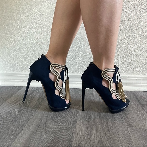 Nicholas Kirkwood Navy with cream trim and tassels platform heels- EUR 36 - Picture 4 of 13
